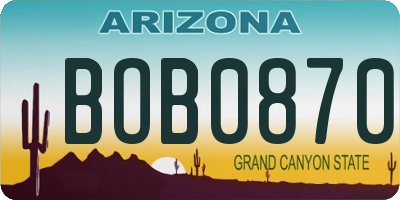 AZ license plate BOB0870