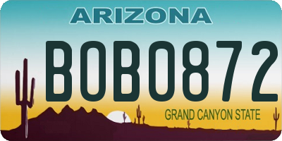 AZ license plate BOB0872