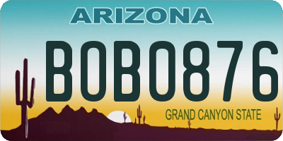 AZ license plate BOB0876