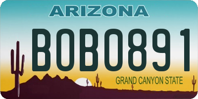 AZ license plate BOB0891