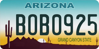 AZ license plate BOB0925