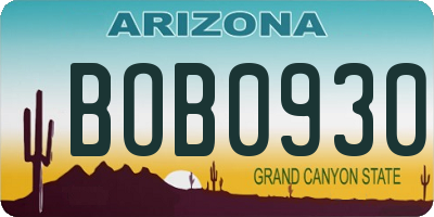 AZ license plate BOB0930