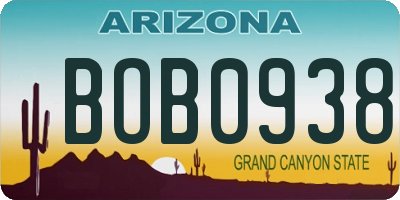AZ license plate BOB0938