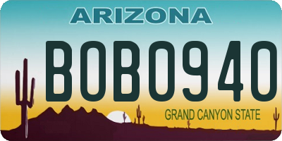 AZ license plate BOB0940