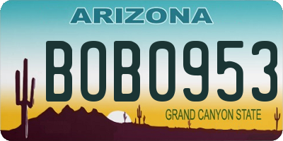 AZ license plate BOB0953