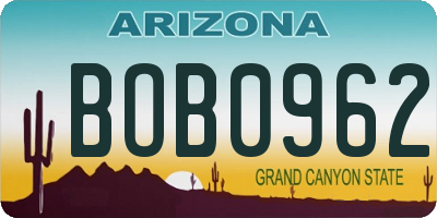 AZ license plate BOB0962