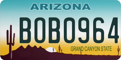 AZ license plate BOB0964