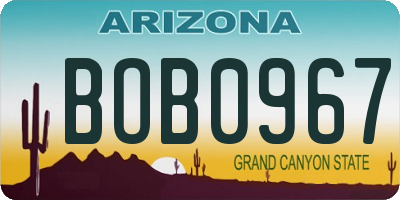 AZ license plate BOB0967