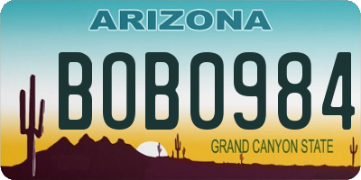 AZ license plate BOB0984