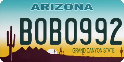 AZ license plate BOB0992