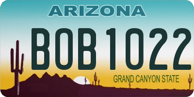 AZ license plate BOB1022