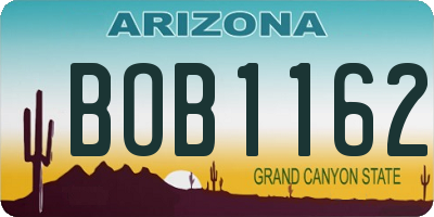 AZ license plate BOB1162