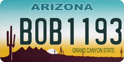AZ license plate BOB1193