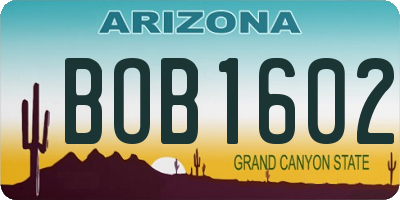 AZ license plate BOB1602
