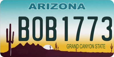 AZ license plate BOB1773