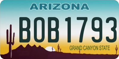 AZ license plate BOB1793