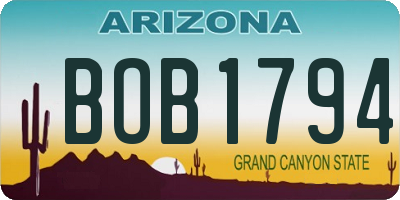 AZ license plate BOB1794