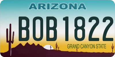 AZ license plate BOB1822