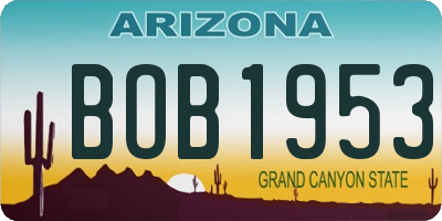 AZ license plate BOB1953