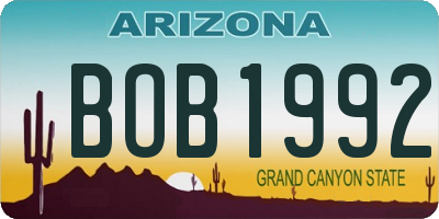 AZ license plate BOB1992