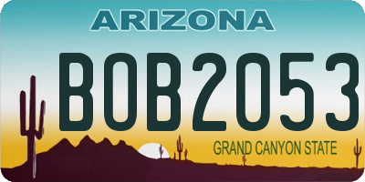 AZ license plate BOB2053