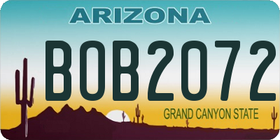 AZ license plate BOB2072