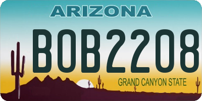 AZ license plate BOB2208