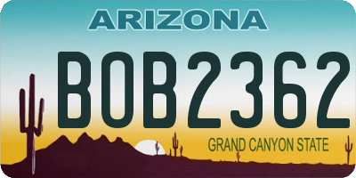 AZ license plate BOB2362