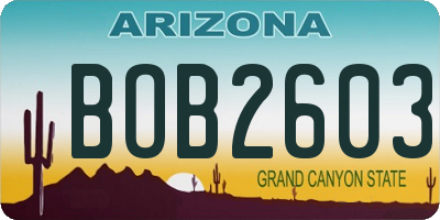 AZ license plate BOB2603