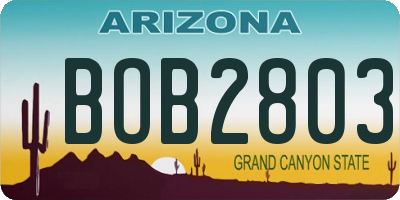 AZ license plate BOB2803