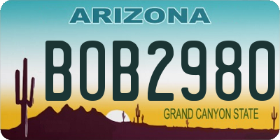 AZ license plate BOB2980
