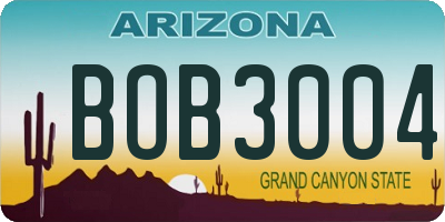 AZ license plate BOB3004