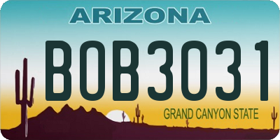 AZ license plate BOB3031