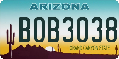 AZ license plate BOB3038