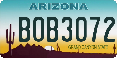 AZ license plate BOB3072