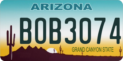 AZ license plate BOB3074
