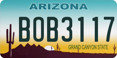 AZ license plate BOB3117