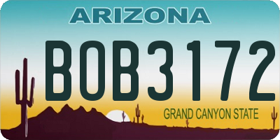 AZ license plate BOB3172