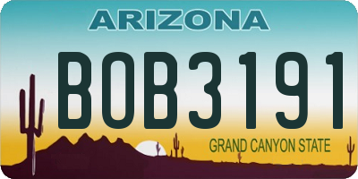 AZ license plate BOB3191