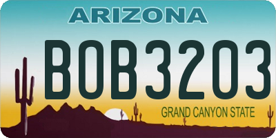 AZ license plate BOB3203