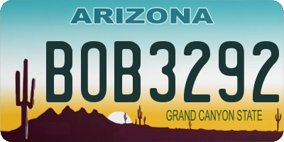 AZ license plate BOB3292