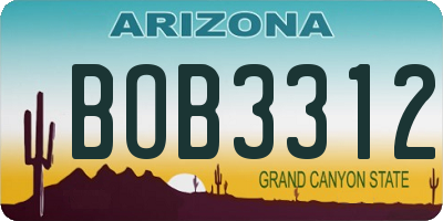 AZ license plate BOB3312