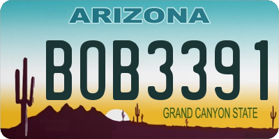 AZ license plate BOB3391