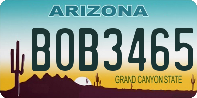AZ license plate BOB3465