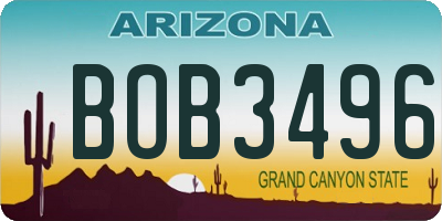 AZ license plate BOB3496