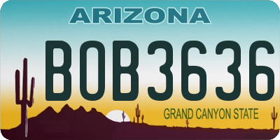 AZ license plate BOB3636