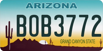 AZ license plate BOB3772