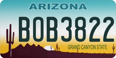 AZ license plate BOB3822
