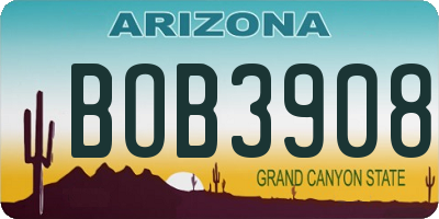 AZ license plate BOB3908