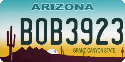 AZ license plate BOB3923